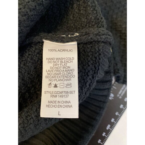 Double Zero Black Mock Neck Knit Turtleneck Sweater Size Large - Picture 8 of 8